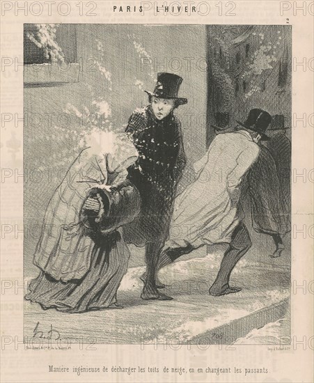 Manière ingénieuse de décharger les toites ..., 19th century. Creator: Honore Daumier.