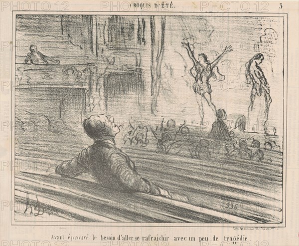 Ayant éprouvé le besoin de se rafraîchir avec un peu de tragédie, 1856. Creator: Honore Daumier.