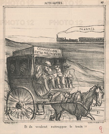 Et ils veulent rattraper le train!!!, 19th century. Creator: Honore Daumier.