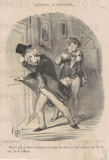 Manière polie de mettre ... a la porte ..., 19th century. Creator: Honore Daumier.