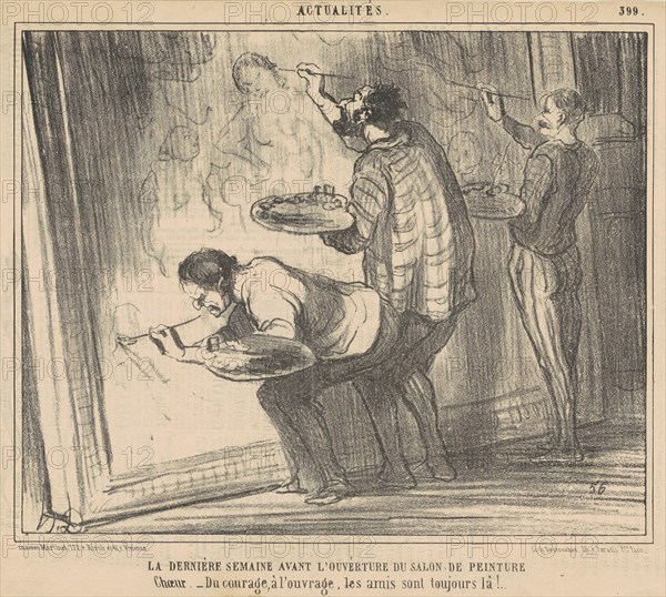 La dernière semaine avant l'ouverture du salon ..., 19th century. Creator: Honore Daumier.