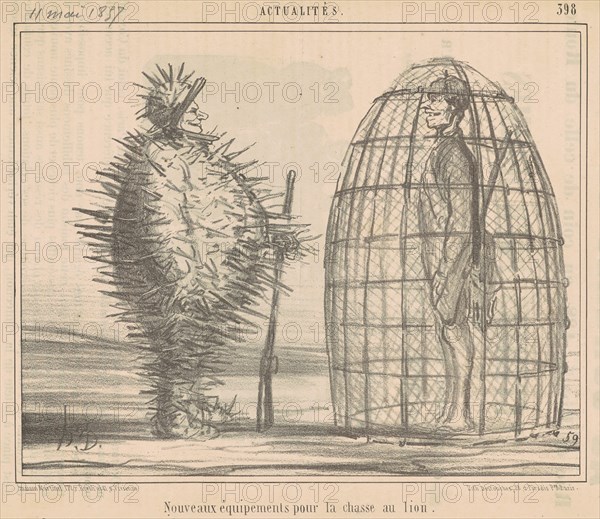 Nouveaux équipements pour la chasse au lion, 19th century. Creator: Honore Daumier.