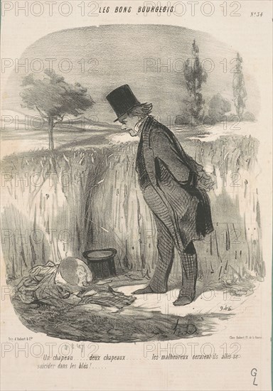 Un chapeau ... deux chapeaux ... les malheureux ..., 1846. Creator: Honore Daumier.