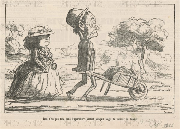 Tout n'est pas rose dans l'agriculture ..., 19th century. Creator: Honore Daumier.