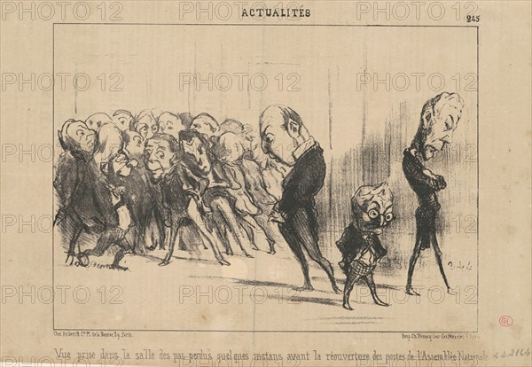 Vue prise dans la salle des pas perdus ..., 19th century. Creator: Honore Daumier.