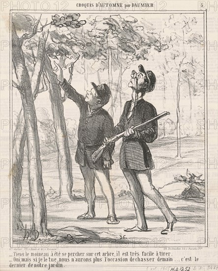 Tiens, le moineau a été sepercher, 19th century. Creator: Honore Daumier.