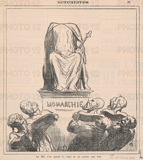 Le hic c'est quand il s'agit de lui mettre une tête, 19th century. Creator: Honore Daumier.