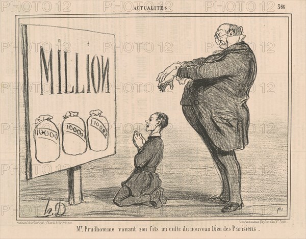 Mr. Prudhomme vouant son fils au ..., 19th century. Creator: Honore Daumier.