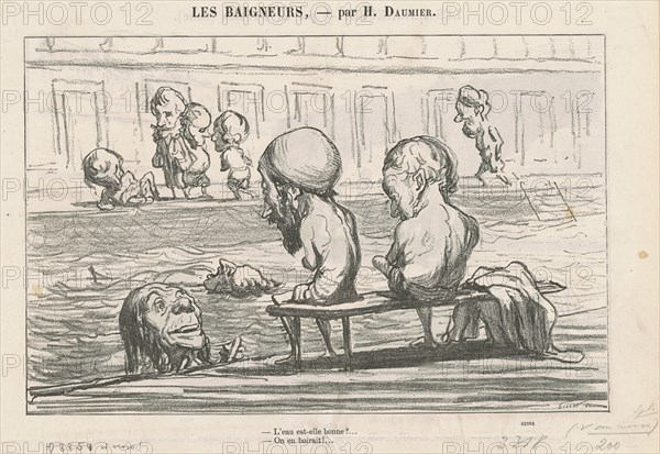 L'eau est-elle bonne? ... / Une pleine eau, 19th century. Creator: Honore Daumier.