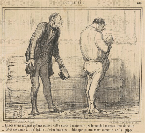 La personne ... demande a monter tout de suite ..., 19th century. Creator: Honore Daumier.