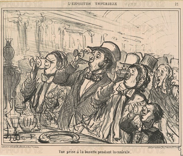 Vue prise a la buvette pendant la canicule, 19th century. Creator: Honore Daumier.