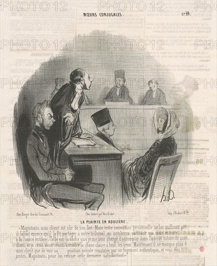 La plainte en adultère, 19th century. Creator: Honore Daumier.