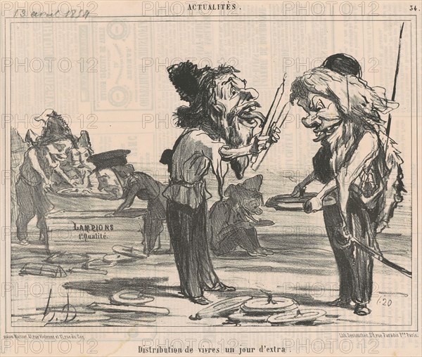 Distribution de vivres un jour d'extra, 19th century. Creator: Honore Daumier.