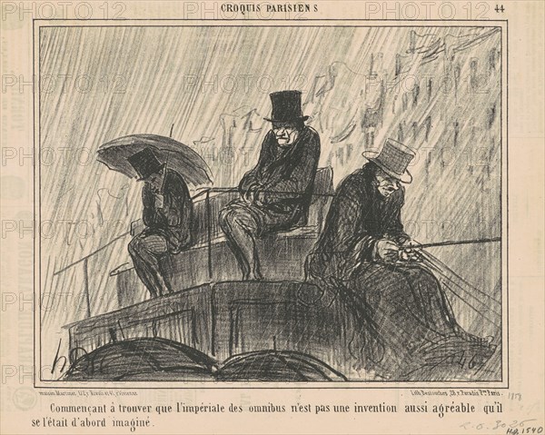 Commencant a trouver que l'impèriale ..., 19th century. Creator: Honore Daumier.