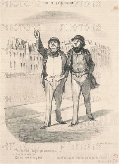 Vois-tu, c'est l'éclipse qui commence ..., 1847. Creator: Honore Daumier.