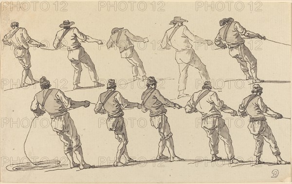 Ten Men Pulling on Ropes. Creator: Claude-Joseph Vernet.