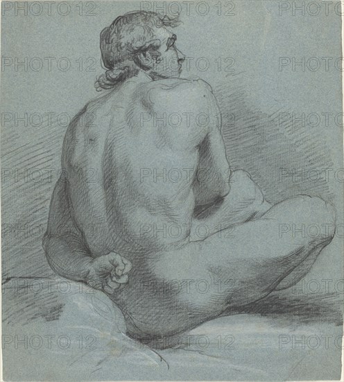 Seated Male Nude, probably 1786/1791. Creator: Samuel Woodforde.