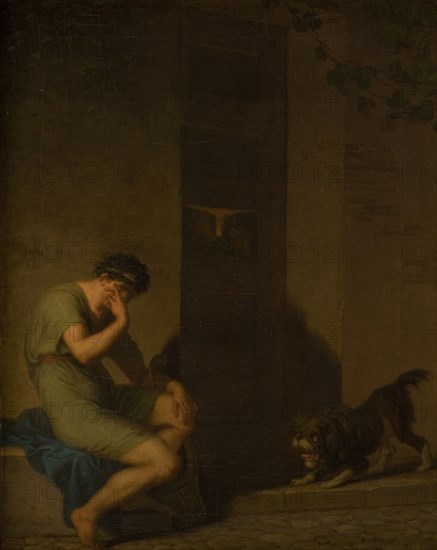 Tibullus Lamenting outside the Door of his Beloved, 1808. Creator: Nicolai Abraham Abildgaard.