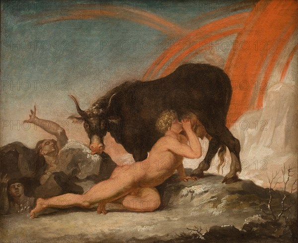 Ymir Suckling the Cow Audhumla;Ymer Sucking the Cow odhumbla, 1775-1778. Creator: Nicolai Abraham Abildgaard.