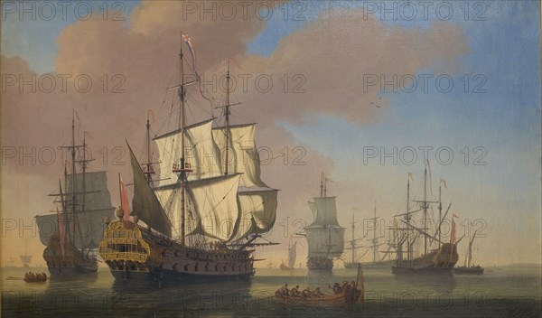 English Warships in a Roadstead in Calm Weather, 1677. Creator: Jan Karel Donatus van Beecq.