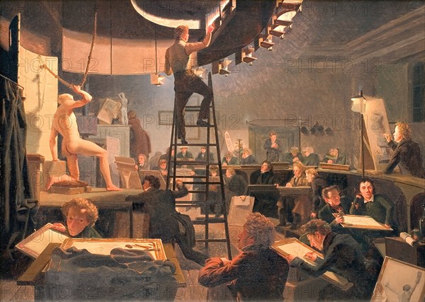 The Life Class at the Royal Academy of Fine Arts, 1826. Creator: Wilhelm Bendz.