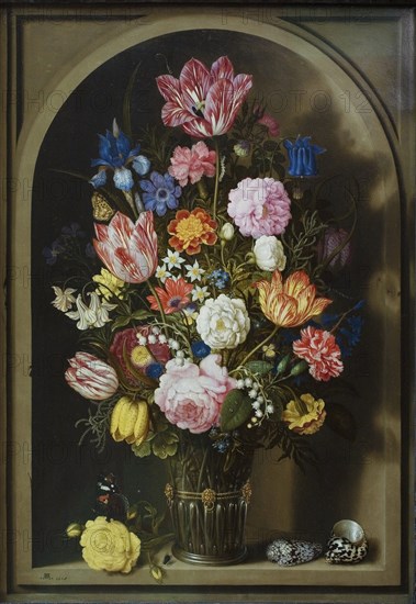 Bouquet of Flowers in a Stone Niche, 1618. Creator: Ambrosius Bosschaert the Elder.