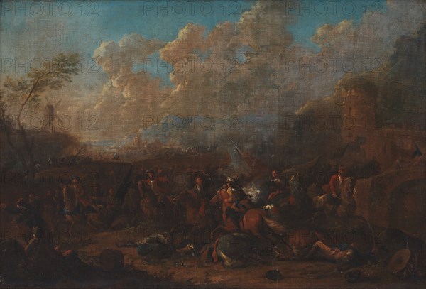 Cavalry Skirmish at a Fortress, 1693-1733. Creator: Karel Breydel.