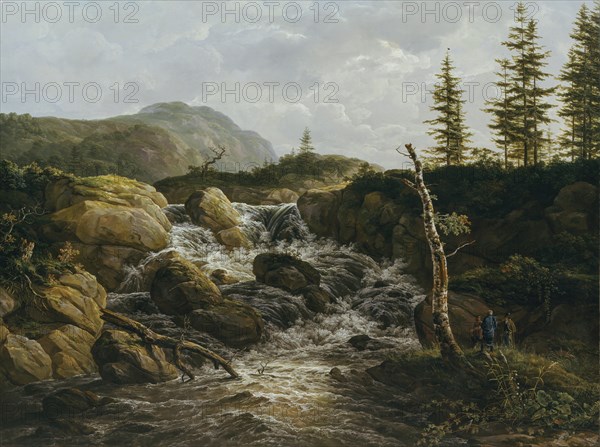 Mountainous Landscape with a Waterfall, Norway;Nordic Landscape with a Waterfall, 1817. Creator: Johan Christian Dahl.