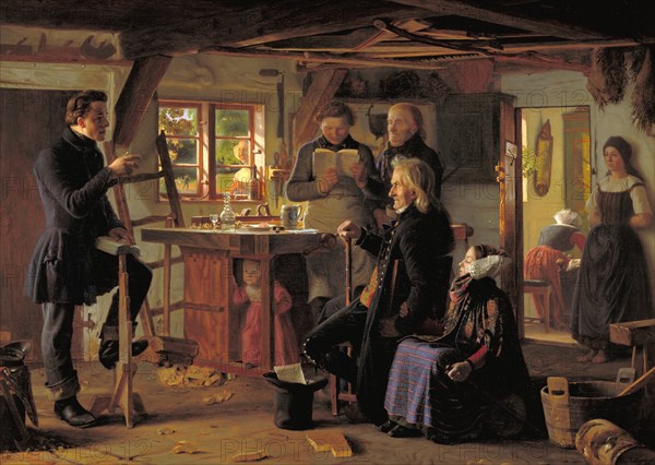 Mormons Visiting a Country Carpenter, 1856. Creator: Christen Dalsgaard.