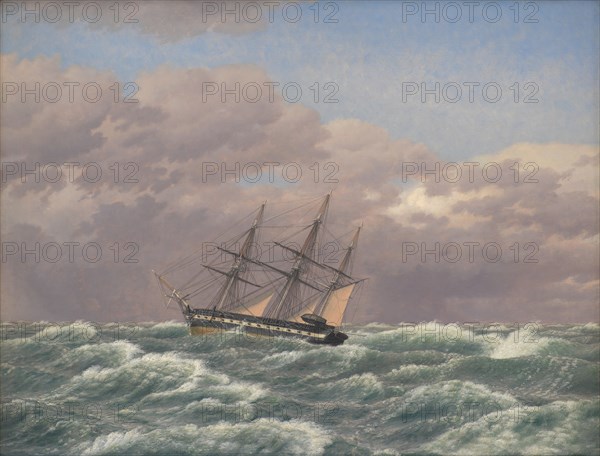 The Corvette "Galathea" in a Storm in the North Sea, 1839. Creator: CW Eckersberg.