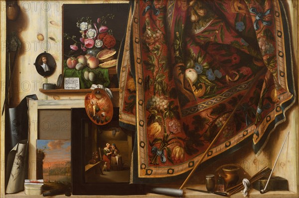 Trompe l'oeil. A Cabinet in the Artist's Studio, 1670-1671. Creator: Cornelis Norbertus Gysbrechts.