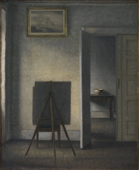 Interior with the Artist's Easel, 1910. Creator: Vilhelm Hammershøi.