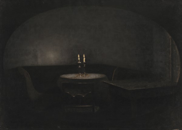 Interior. Artificial Light, 1909. Creator: Vilhelm Hammershøi.