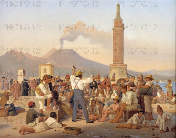 A Reciter of "Orlando Furioso" at the Molo, Naples, 1839. Creator: Constantin Hansen.