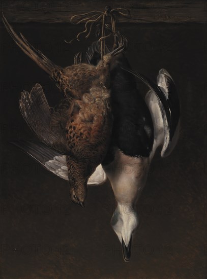 Game. A Pheasant and an Eider, 1846. Creator: Johan Laurentz Jensen.