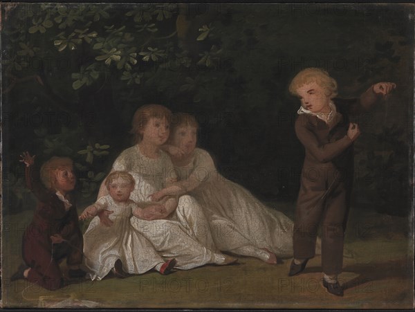 The Artist's Five Children in a garden. Study, 1801. Creator: Jens Juel.