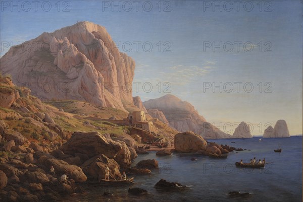 A Rocky Coast, Capri. After Sunrise;Motif from Capri, Soon after Sunrise, 1841-1843. Creator: Christen Købke.