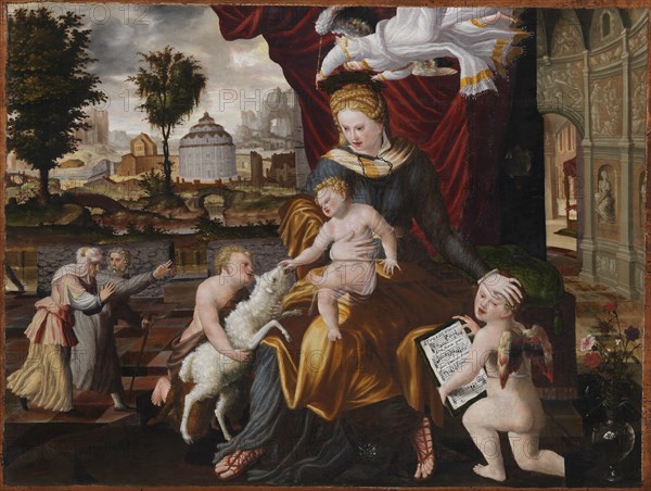 The Virgin Mary and Child, the Infant St. John and two angels, 1552. Creator: Melchior Lorck.