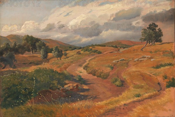 Landscape near Tivoli, Italy;Rocky Hills. Tivoli, 1845. Creator: Johan Thomas Lundbye.