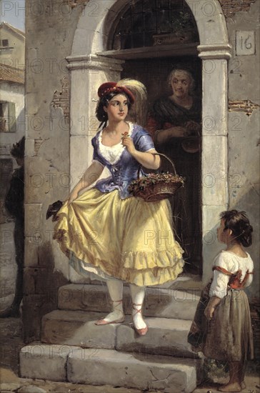 An Italian Woman in the Way to the Carnival, 1835-1873. Creator: Wilhelm Marstrand.