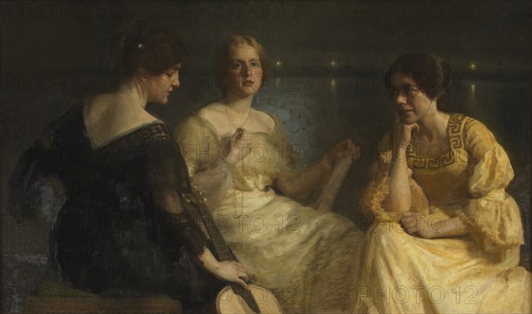 Young women. From left: Karen Bramsen; the artist's wife Esther, née Lange; Johanne Munch..., 1904. Creator: Julius Paulsen.