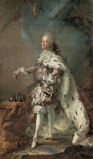 Portrait of Frederik V in Anointment Robe, 1748-1751. Creator: Carl Gustaf Pilo.