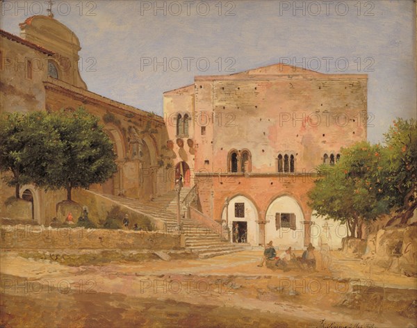 The Market Place in Piperno, 1838. Creator: Jorgen Pedersen Roed.