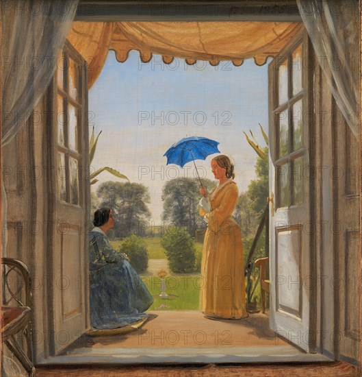 Caroline Dalgas og Jeanina Stampe på Nyso havetrappe, 1855. Creator: Peter Christian Thamsen Skovgaard.