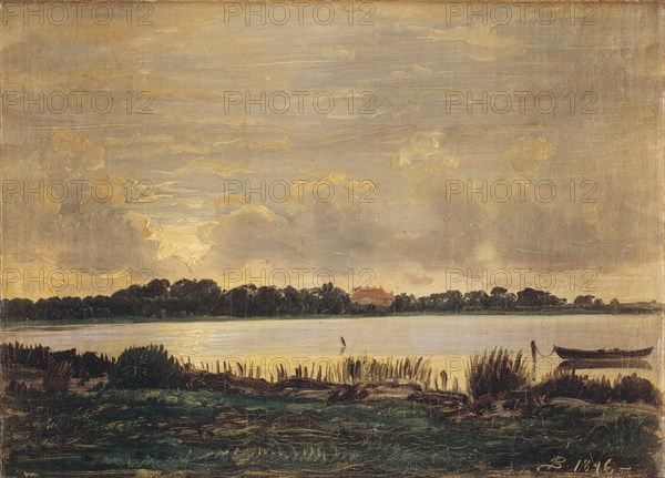 View Across Præsto Fiord towards the manor of Nyso, 1846. Creator: Peter Christian Thamsen Skovgaard.