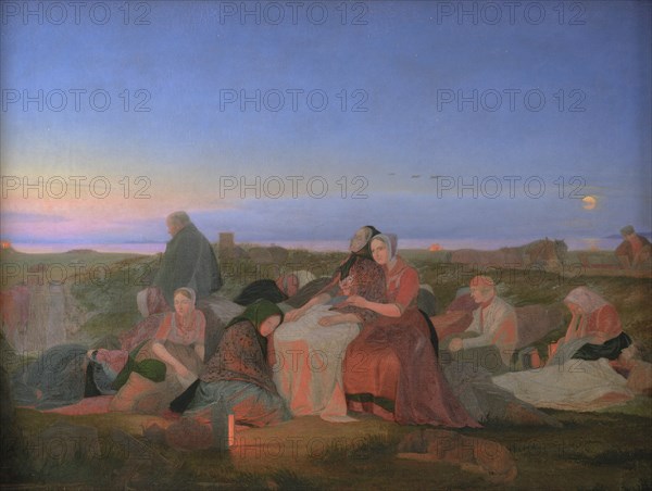 Midsummer's Eve. Sick People Asleep upon the Grave of St. Helena at Tisvilde, 1847. Creator: Jorgen Sonne.