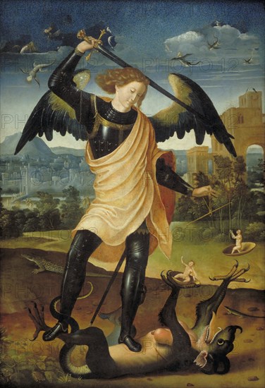 The Archangel Michael with the Dragon, 1498-1501. Creator: Unknown.