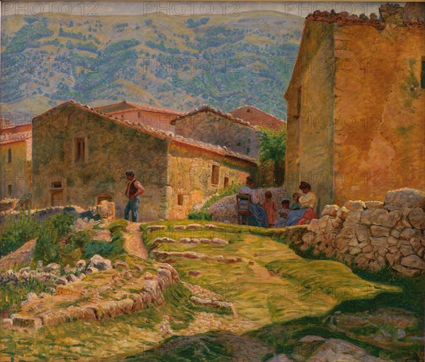 Sunny morning in Civita d'Antino; Sunshine. Before dinner. Civita d'Antino, 1905. Creator: Kristian Zahrtmann.