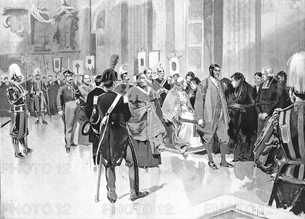 ''The Pope Blessing the French Pilgrims in Rome', 1891. Creator: Unknown.