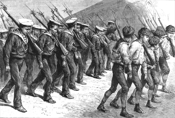''Young Brazil -- Cadets Marching through the Streets of Rio De Janeiro', 1891. Creator: Unknown.